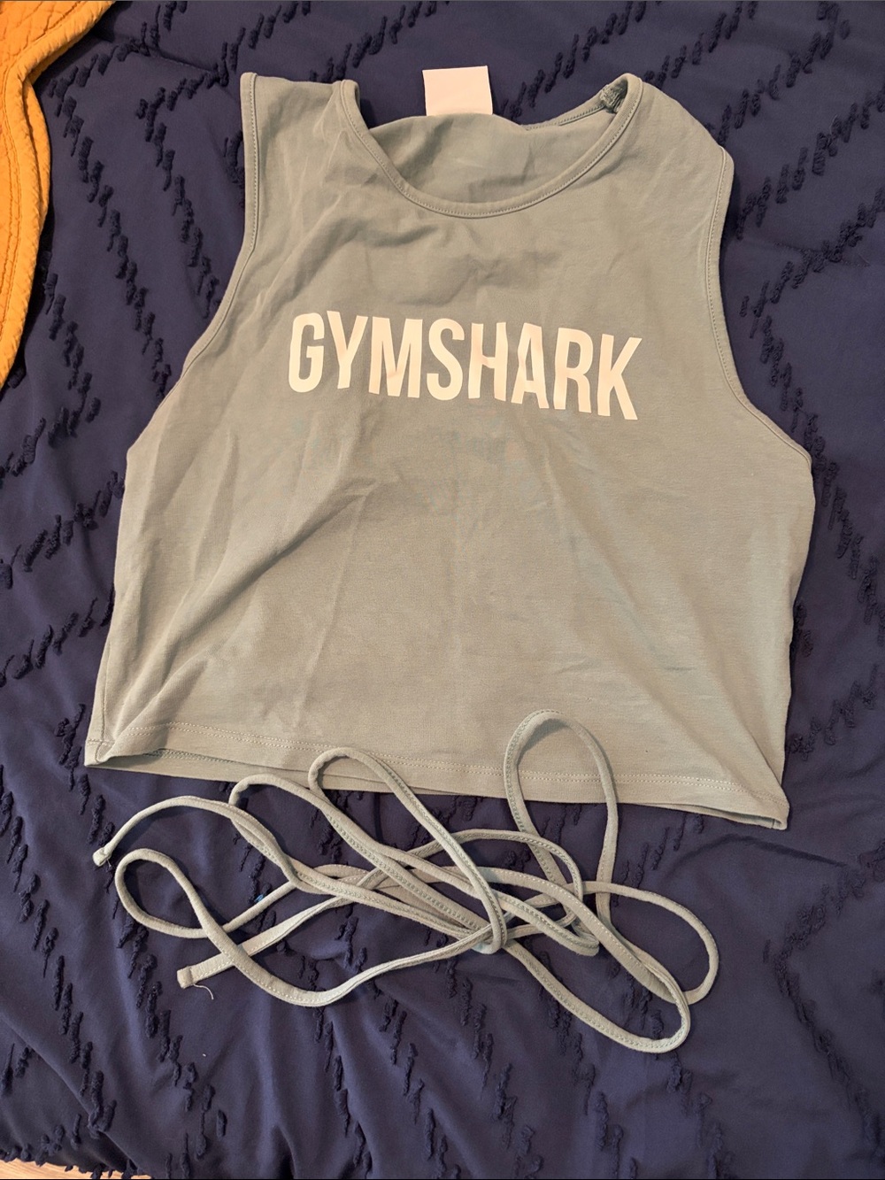 Gymshark Dusty Blue Cropped Tank with Waist Ties